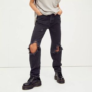 NWT Free People Lasso Jeans Black High Rise Straight Leg Size 26